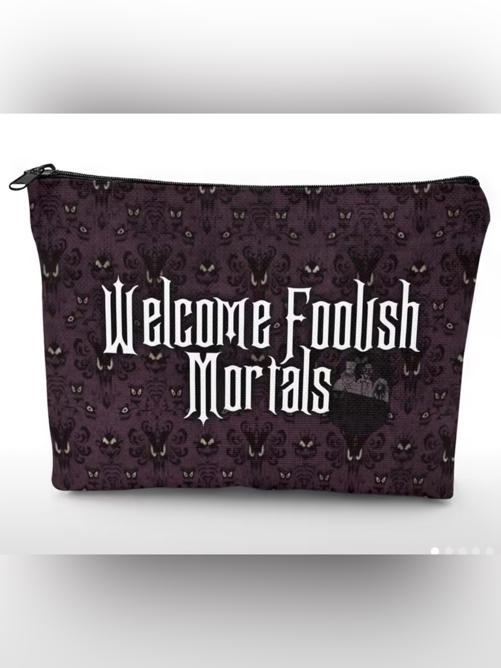 NWT-Welcome Foolish Mortals 6”x9” Dual-Sided Artwork Cosmetic Make-Up Bag